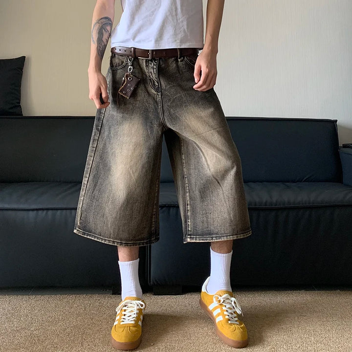 Vintage Washed Wrinkle Jorts     - VONVEX