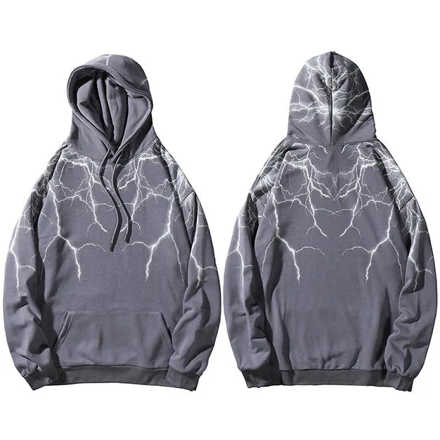 Lightning Strikes Hoodie  Grey S  - VONVEX