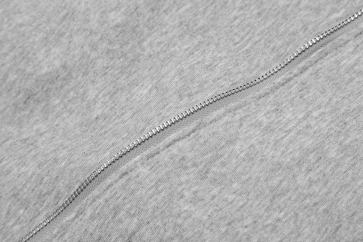 Curved Seam Zip-Up Hoodie     - VONVEX