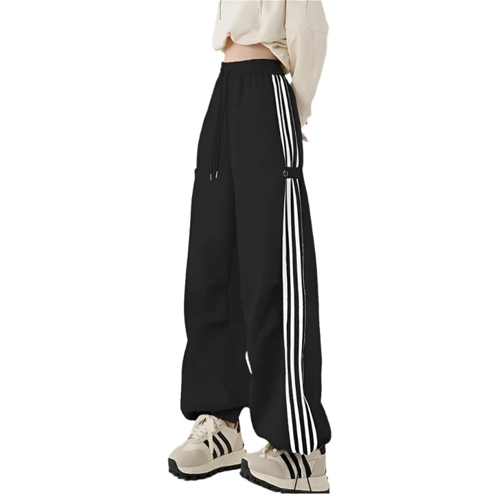 Y2K Wide-Leg Track Sweatpants  black S  - VONVEX