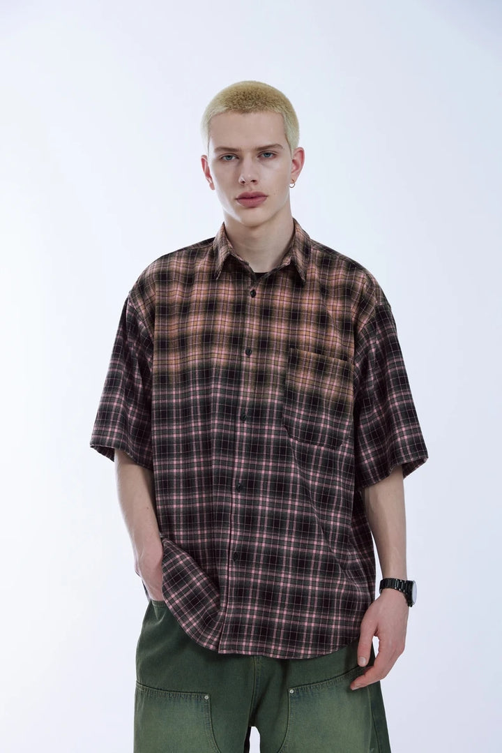 Plaid Heavyweight Oversized Shirt     - VONVEX