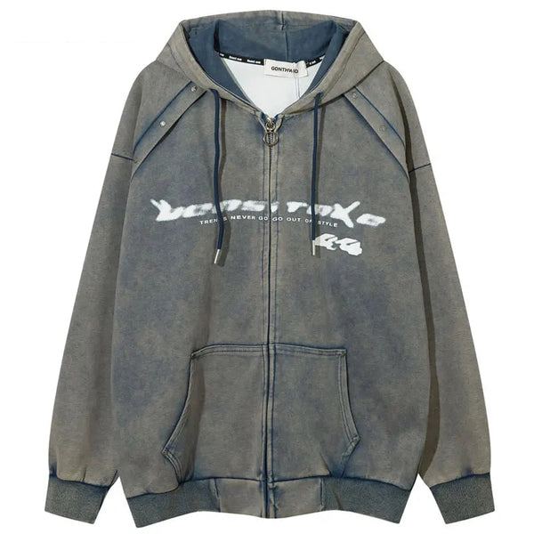 Y2k Vintage Washed Acid Hoodie - VONVEX