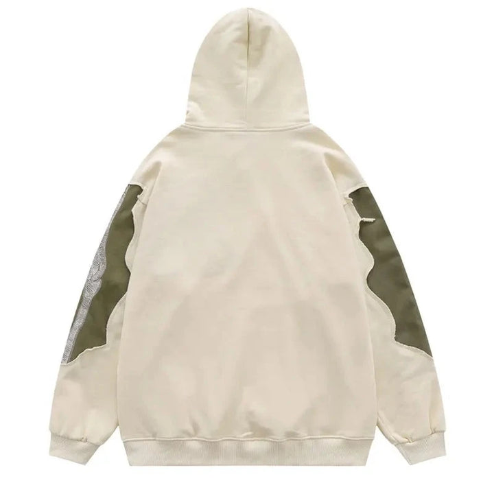 Y2K Skeleton Bones 3D Patchwork Hoodie     - VONVEX