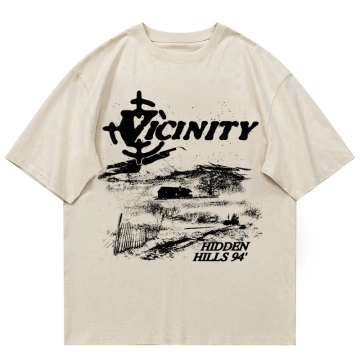 Y2k Vintage Letter Grunge Oversized T-Shirt  Beige S  - VONVEX