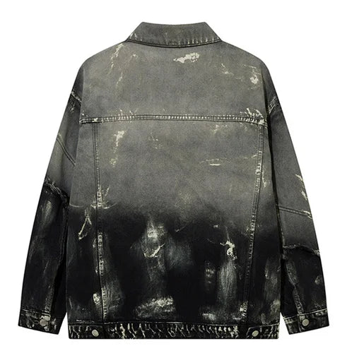 Splicing Color Mud Dyed Jacket     - VONVEX