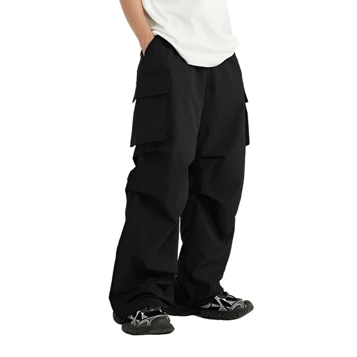 Black Casual High Street Cargo Pant     - VONVEX