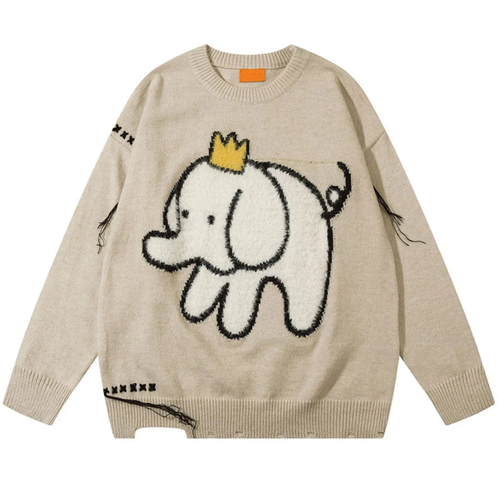 Elephant King Kintted Sweater Beige S - VONVEX