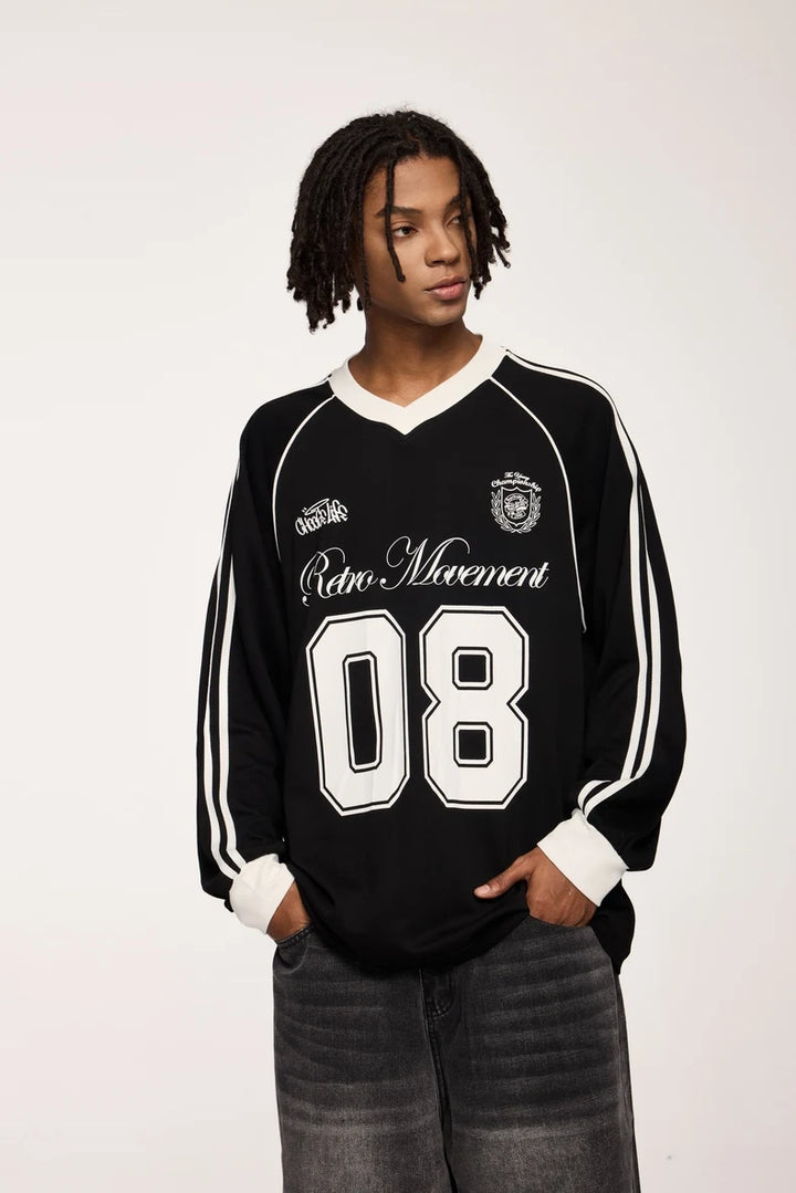 Football Jersey Loose Fit Sweater - VONVEX