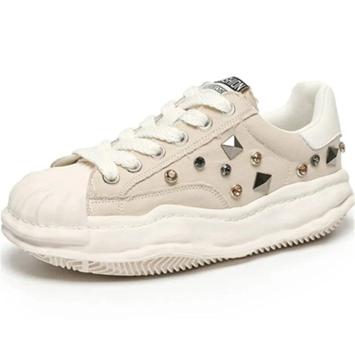 Rhinestone Luxe Radiance Shell Sneakers     - VONVEX