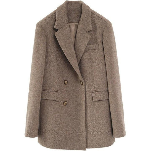 Solid Blend Wool Women's Coat     - VONVEX