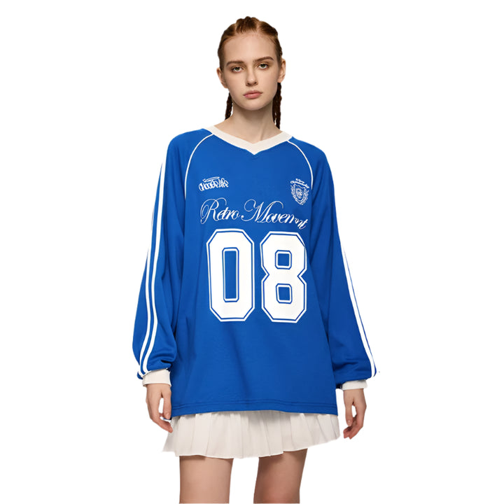 Football Jersey Loose Fit Sweater Blue XL - VONVEX