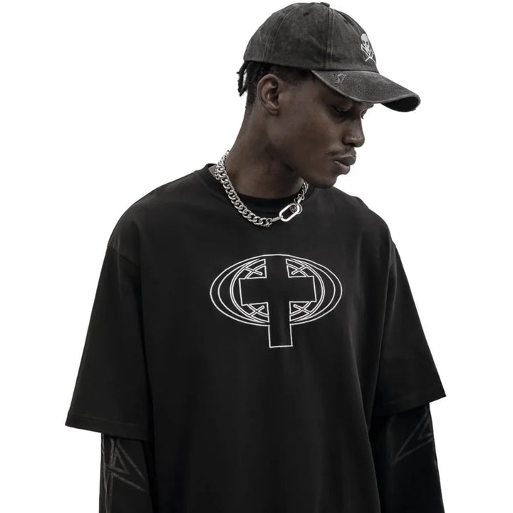 Y2k Cross Goth SC Sweater     - VONVEX