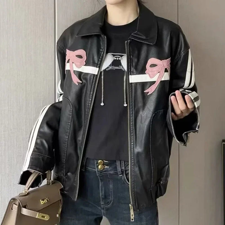 Vintage Faux Leather Women's Jacket     - VONVEX