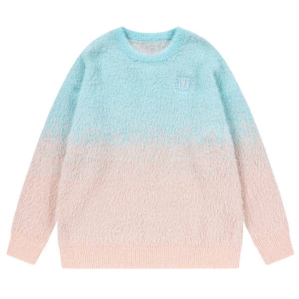 Half Gradient Knitted Sweater Blue pink M - VONVEX