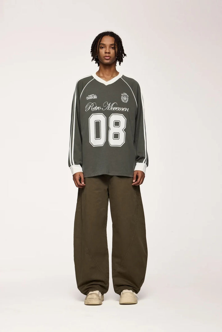 Football Jersey Loose Fit Sweater - VONVEX