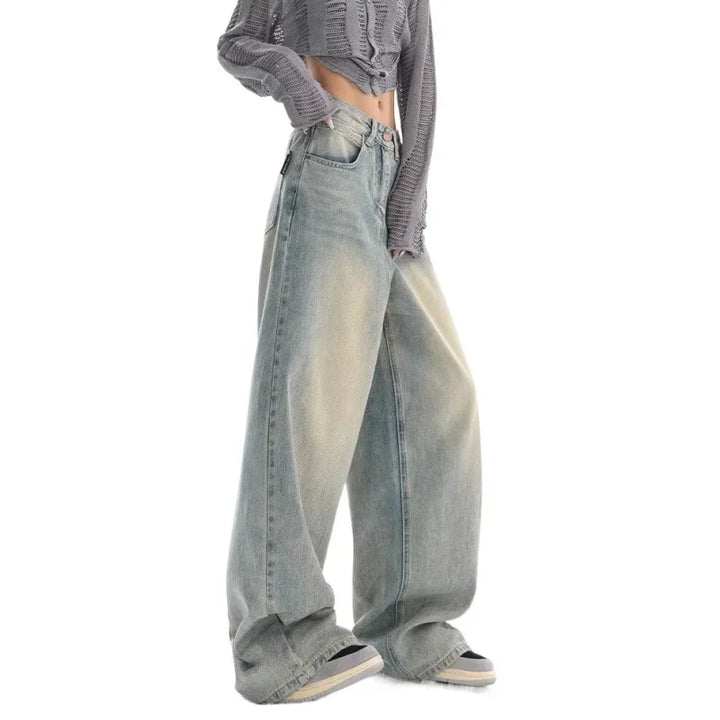 Ultra Wide-Leg Baggy Denim Jeans     - VONVEX