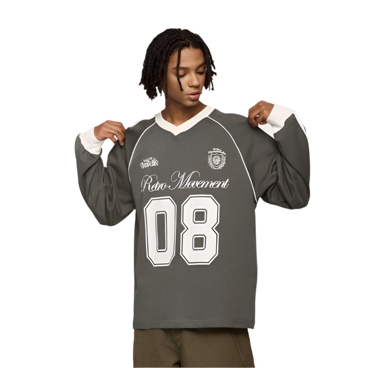 Football Jersey Loose Fit Sweater Dark grey M - VONVEX