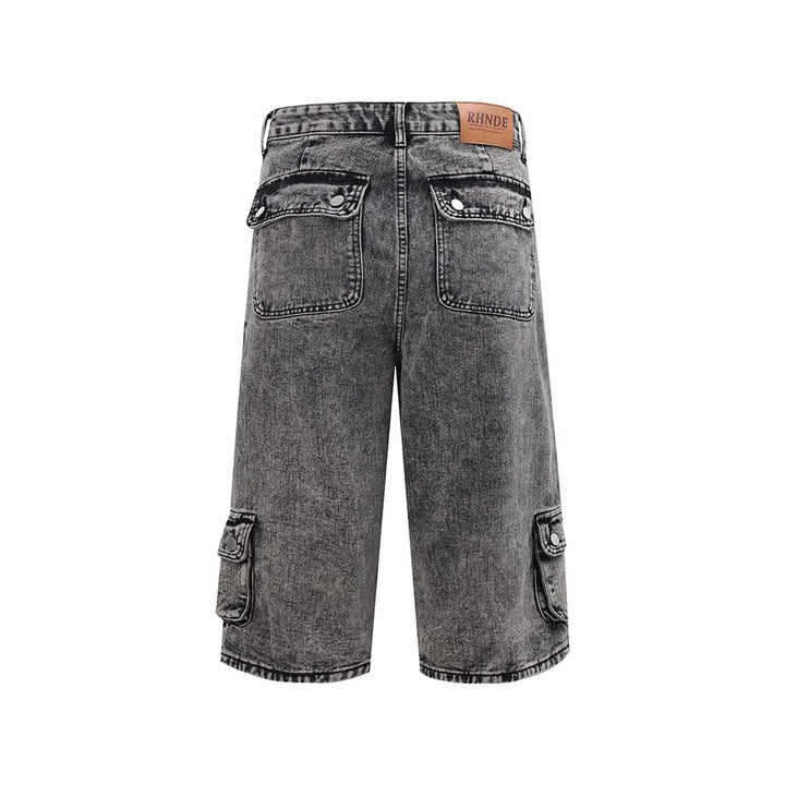 Gothic Washed Distressed Cargo Short     - VONVEX