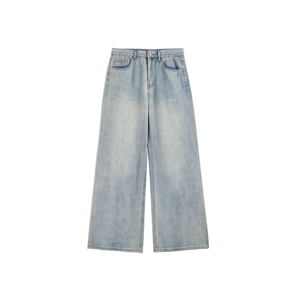 American Distressed Wide-Leg Jeans Blue S - VONVEX