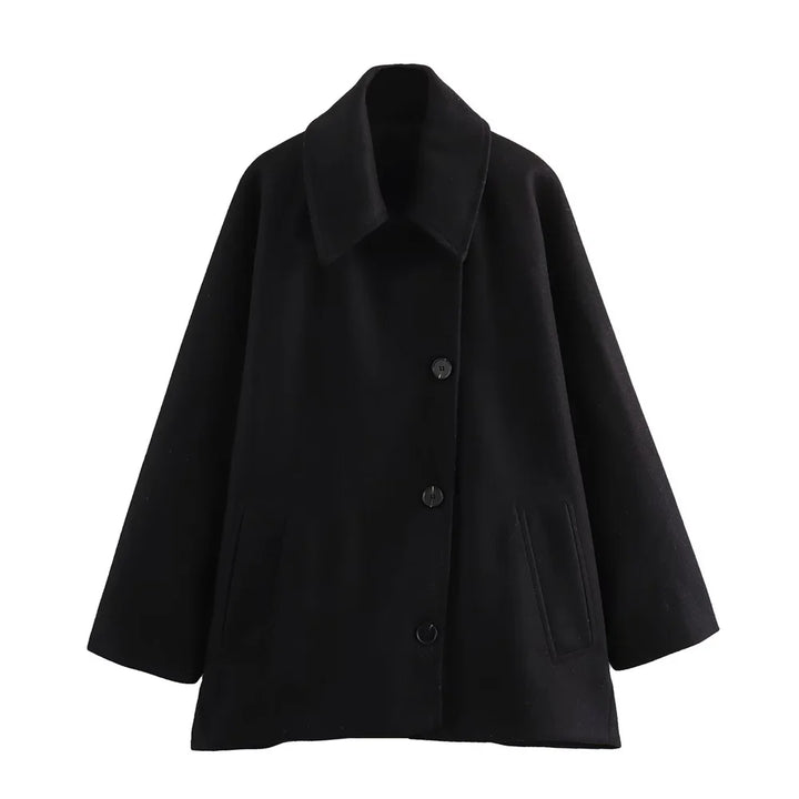 Long Blended Polo Coat Black XS - VONVEX