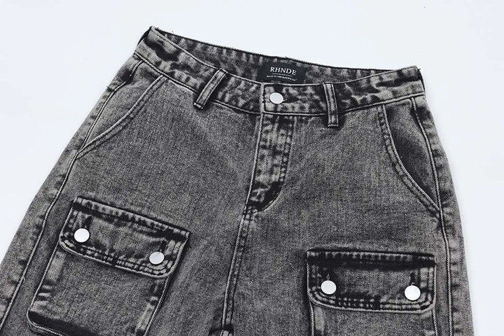 Gothic Washed Distressed Cargo Short     - VONVEX