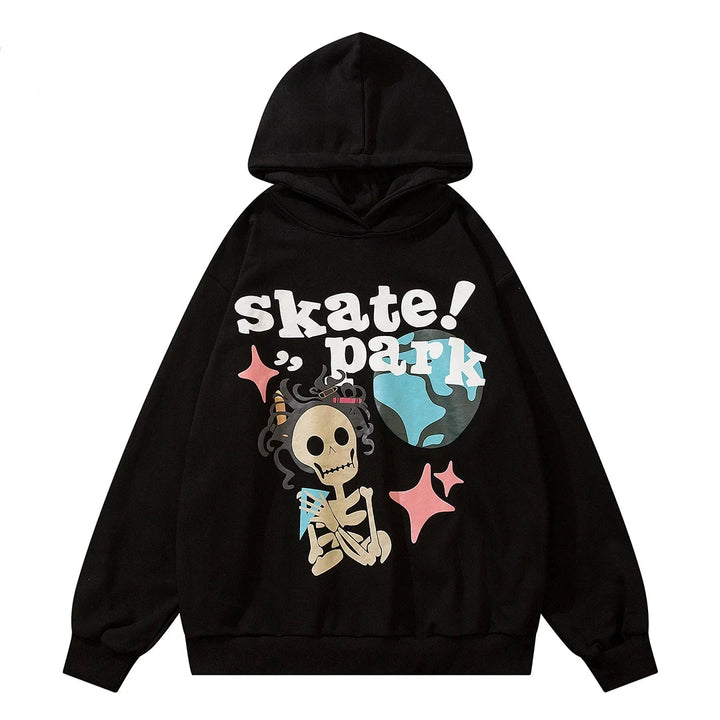 Skate Park Skeleton Hoodie Black M - VONVEX