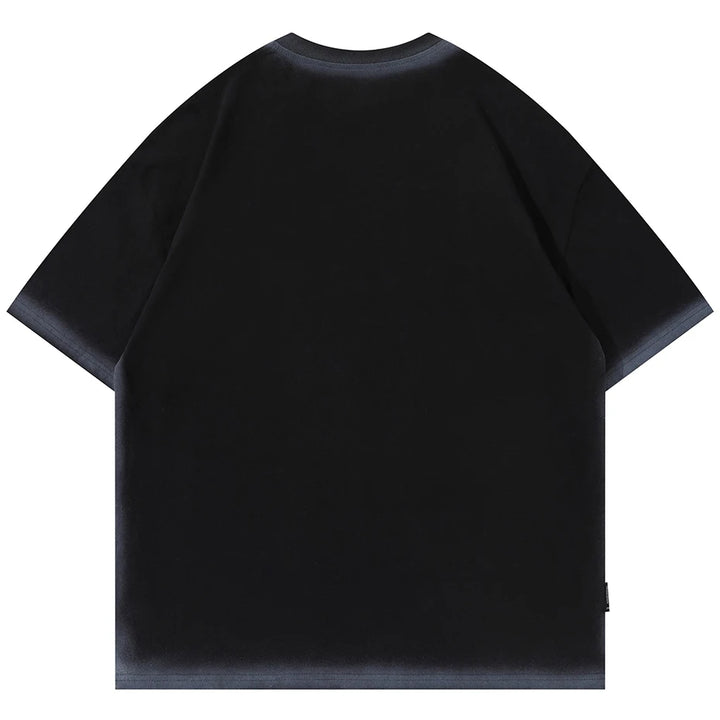 Y2K Double Zipper "BACKONMY" Black Oversized T-Shirt     - VONVEX