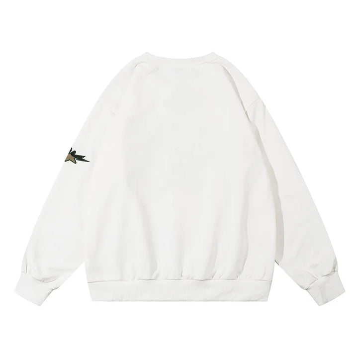 Camouflage Patch Embroidery Sweatshirt     - VONVEX