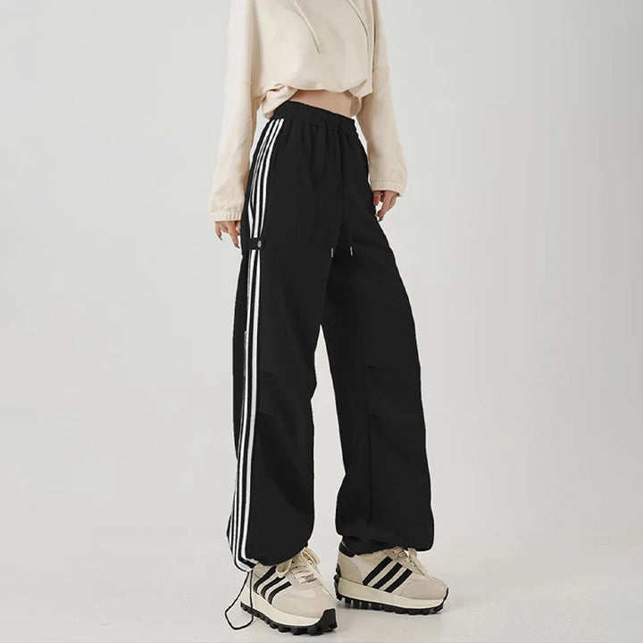 Y2K Wide-Leg Track Sweatpants     - VONVEX