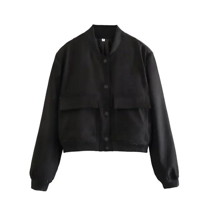 Classic Cropped Winter Aviator Jacket  black M  - VONVEX