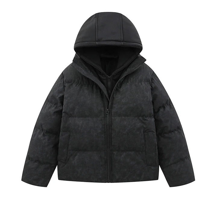 Bomber Thick Warm Winter Jacket black with hood M - VONVEX