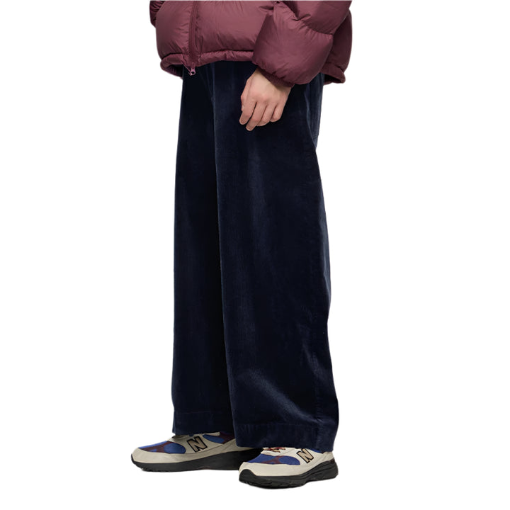 Corduroy Wide-Leg Japanese Pants Blue S - VONVEX