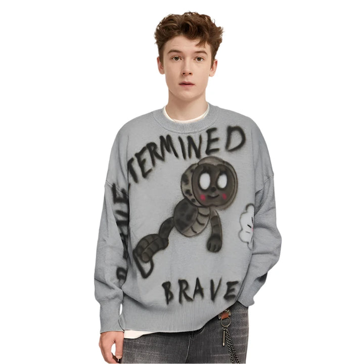 Ghostly Brave Kintted Sweater Gray M - VONVEX