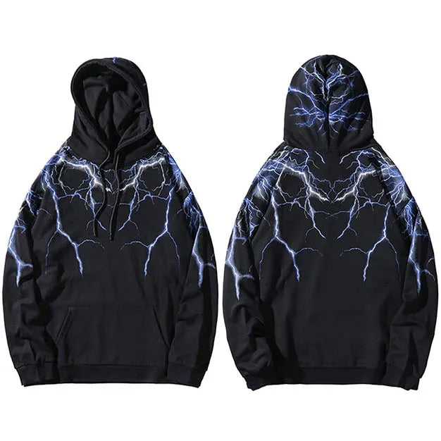 Lightning Strikes Hoodie  A761969 Black Oversize L  - VONVEX