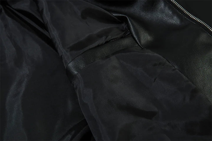 Y2k Motorbike Spliced Leather Jacket - VONVEX