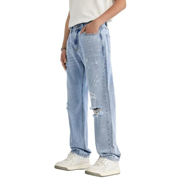 Ripped Slim Fit Denim Jean     - VONVEX