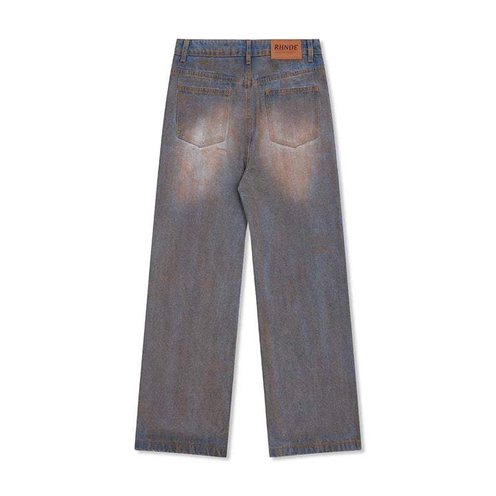 Y2K Distressed Ripped Denim Jeans     - VONVEX