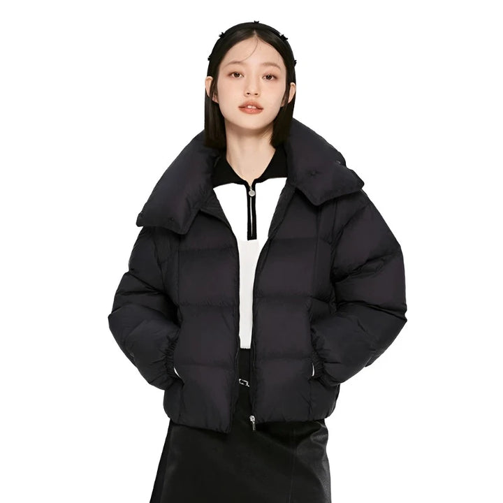 Solid Color Women's Puffer Jacket     - VONVEX