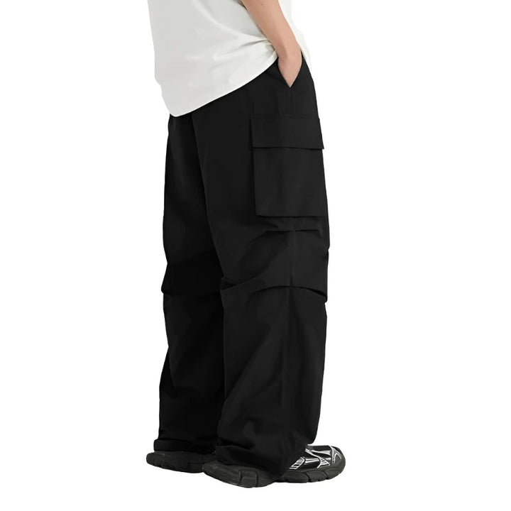 Black Casual High Street Cargo Pant     - VONVEX