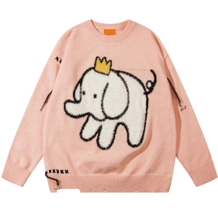 Elephant King Kintted Sweater Pink S - VONVEX