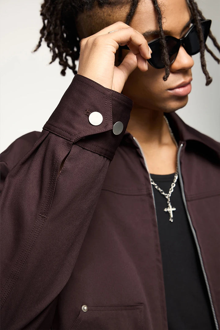 Studded Stretch Crop Cargo Jacket - VONVEX