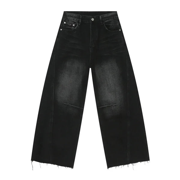 Droop Raw Edge Jeans  Black S  - VONVEX