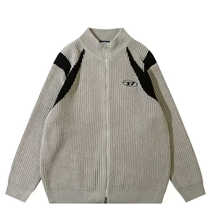 Retro Loose Knitted Jacket  Grey S  - VONVEX