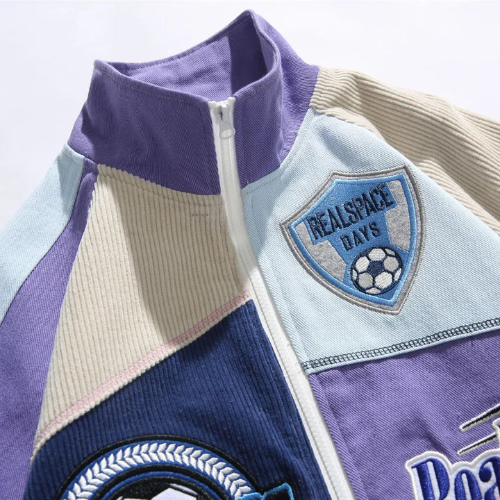 Patchwork Varsity Racing Jacket     - VONVEX