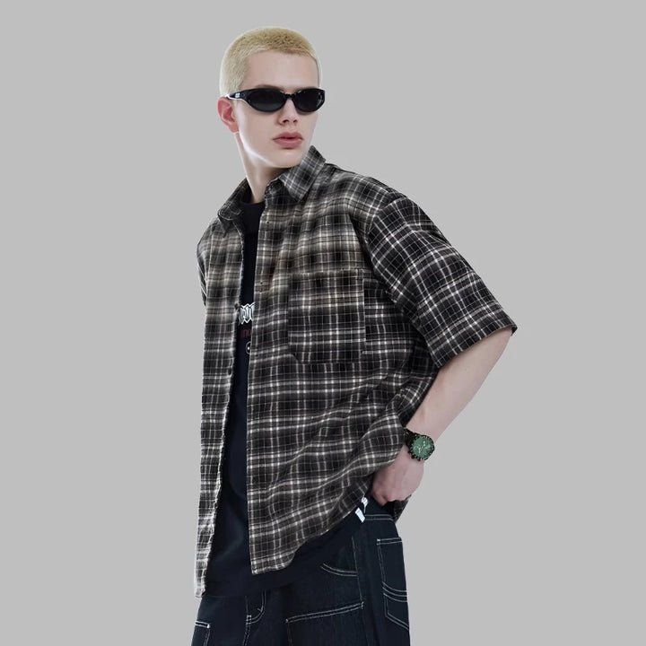 Plaid Heavyweight Oversized Shirt     - VONVEX