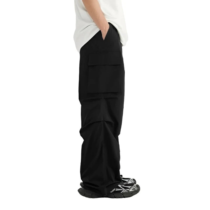 Black Casual High Street Cargo Pant     - VONVEX