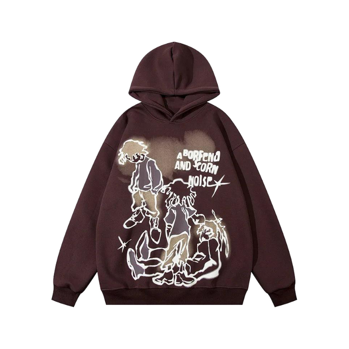 Y2K AborFend Cartoon Hoodie     - VONVEX