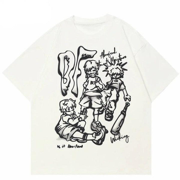 Aesthetic Anime Graphic T-Shirt  White XL  - VONVEX