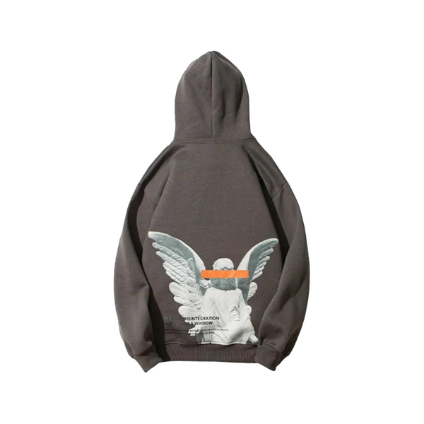 Angel God Print Fleece Hoodie     - VONVEX