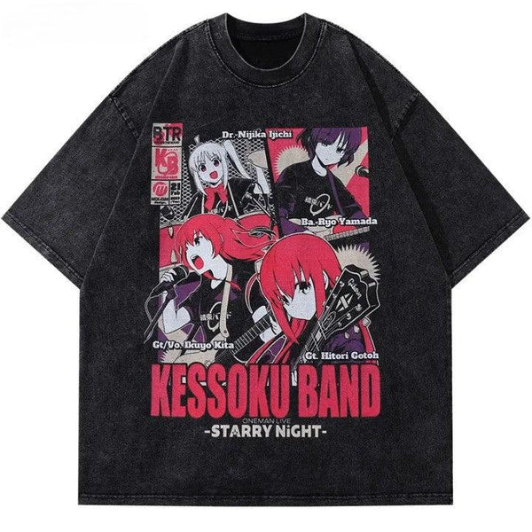 Anime KESSOKU BAND Washed T-Shirt - VONVEX